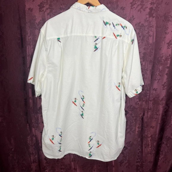 Tommy Bahama Surfer Girl Hula Girl White Button Up Shirt Hawaiian Shirt Size XL - Picture 6 of 8